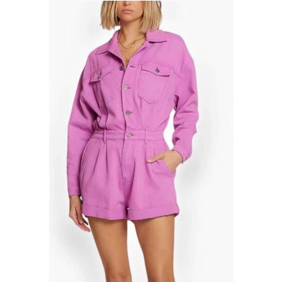 SALTWATER LUXE Jayde Utility Short Romper Ultra Violet Purple Women's Size XS - Picture 9 of 9